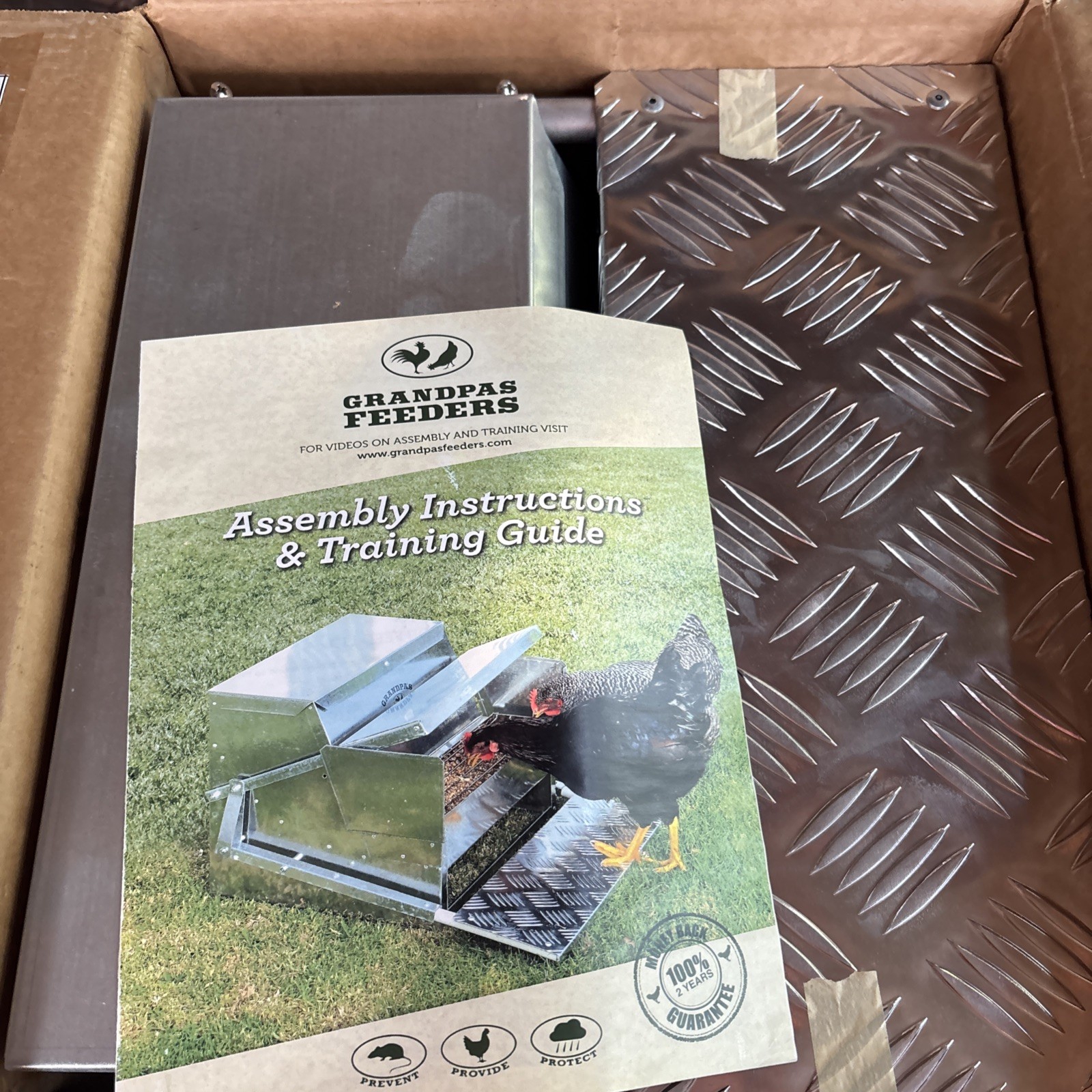 Grandpas Feeders Automatic Chicken Feeder - 20 lbs No Waste Poultry Feeder, R...