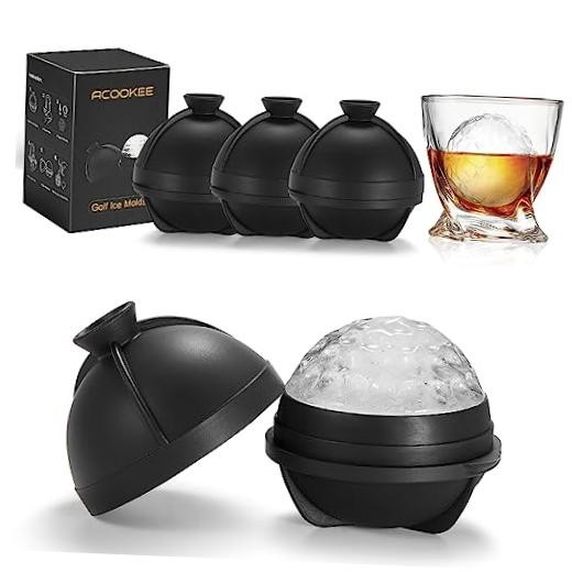 Golf Gifts Ball Ice Maker Mold set of 4, 2.5" Golf Large Ice Molds 4 pack