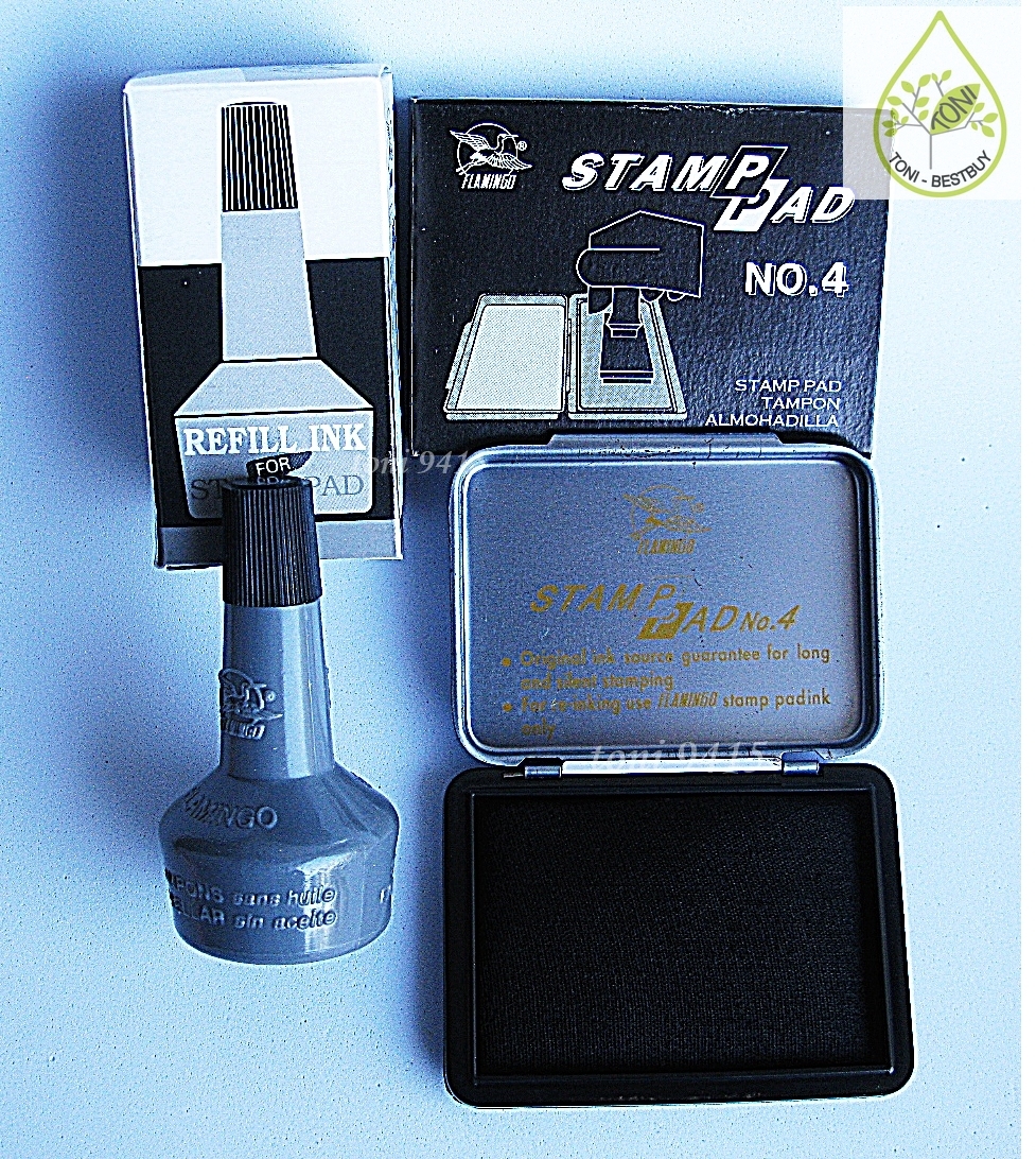 Black Color Stamp Pad Permanent BEST Quality + FREE 1 Refill 28 ml. Black Ink