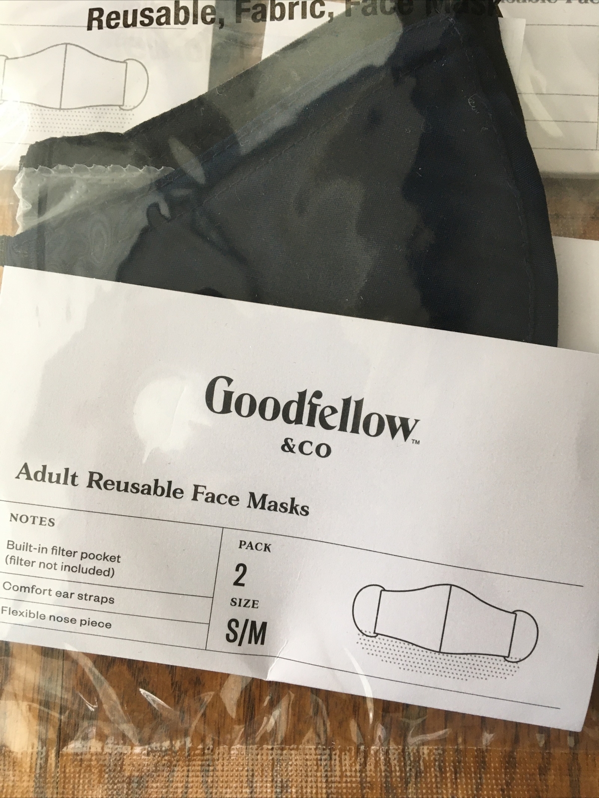 3 Pack GoodFellow Small Medium 2 Pack Fabric Face Covers Navy Blue & Black