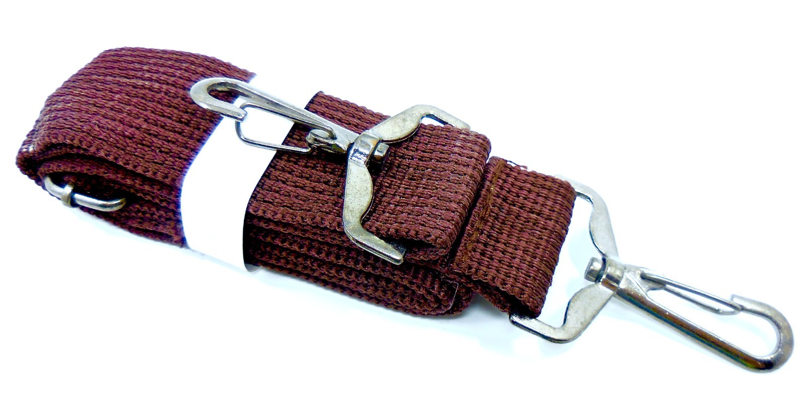 Luggage Strap,Adjustable,Brown Webbing,Bronze Metal Clips