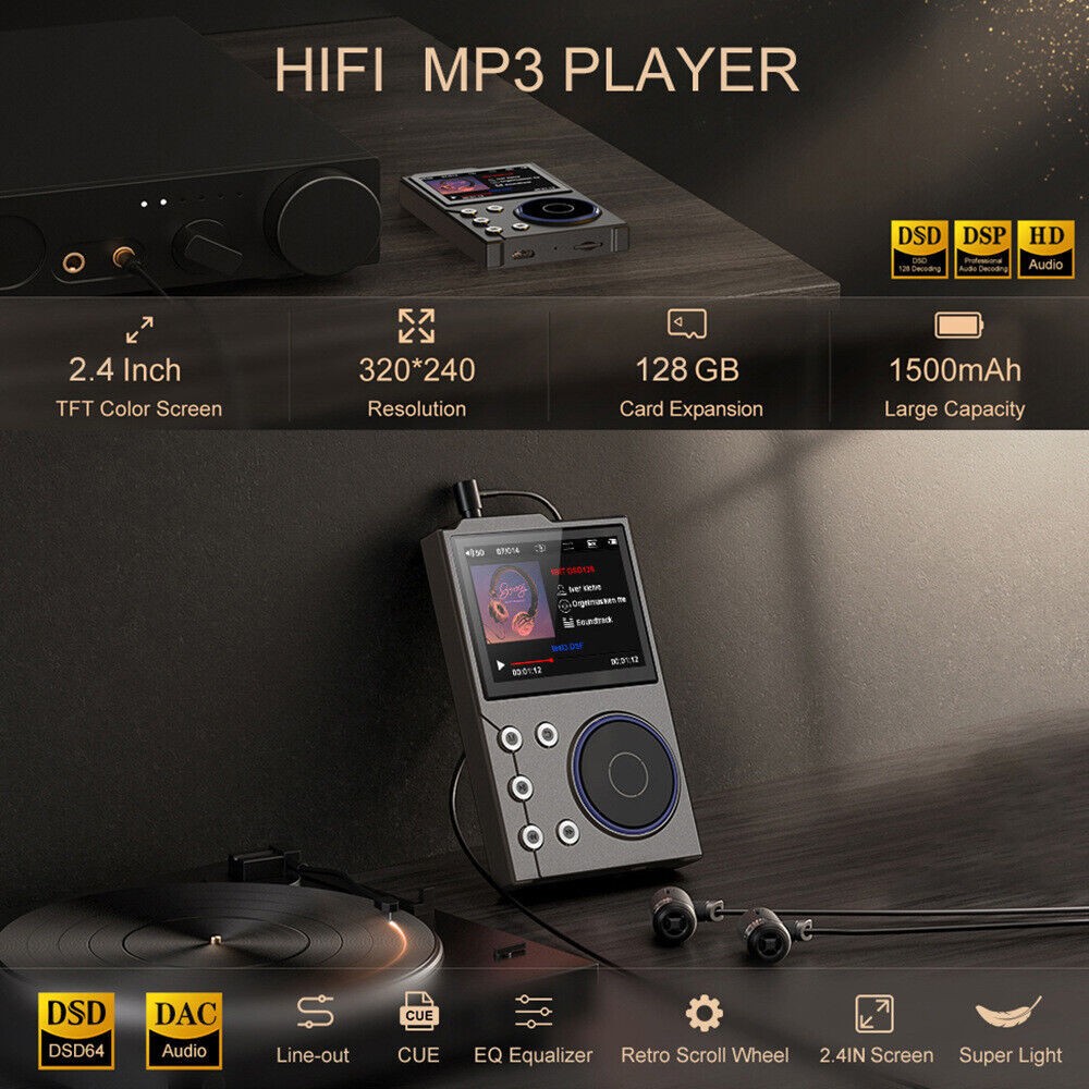 2.4" Bluetooth HiFi MP3 Player DSD High Resolution Digital Audio Music Player