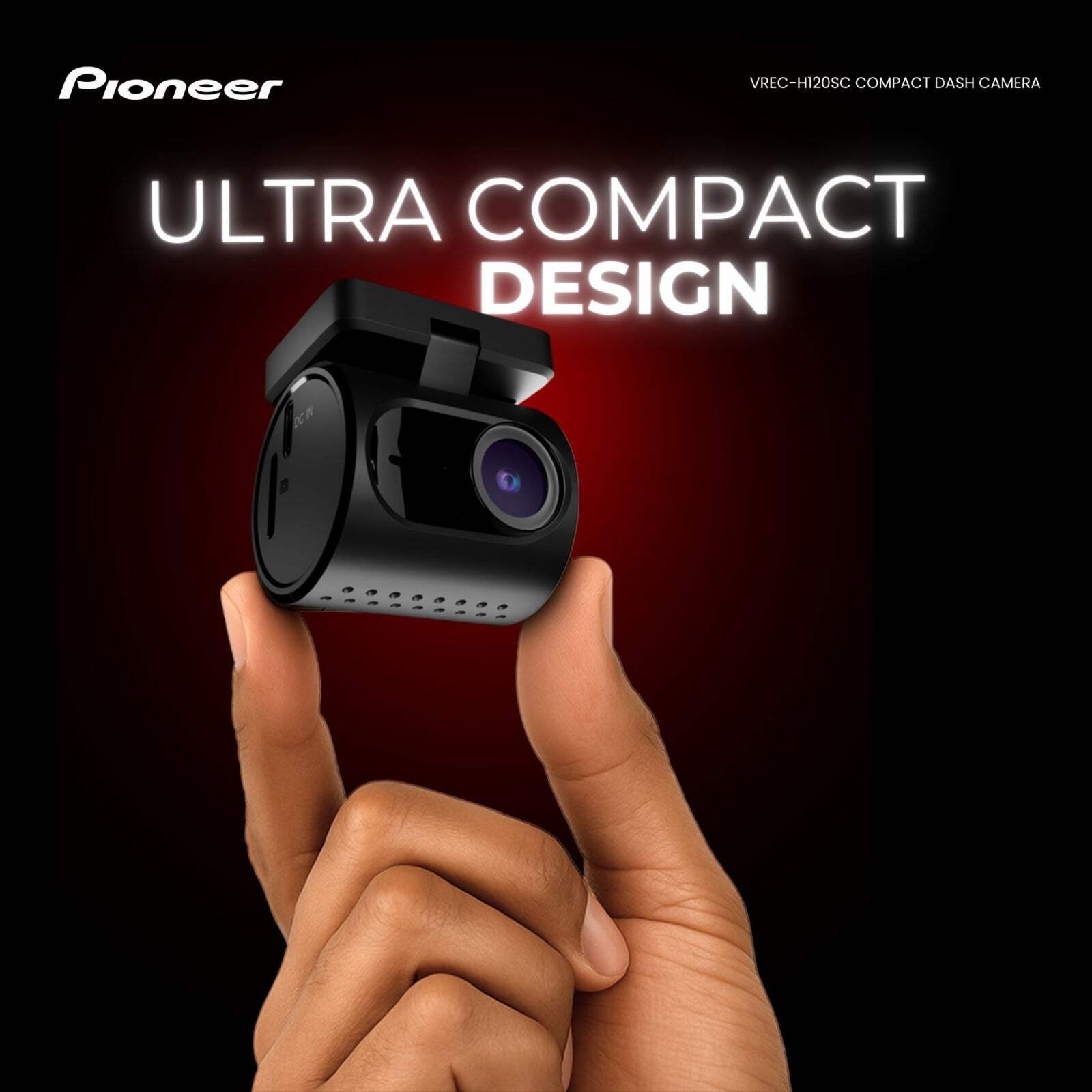 Pioneer VREC-H120SC Dash Cam Wi-Fi 1296p Ultra Compact 1 Channel Front Camera