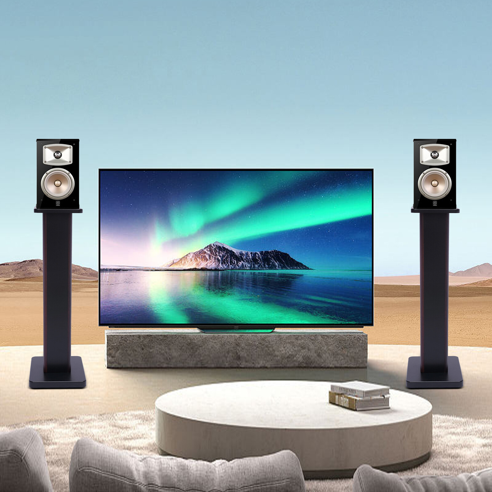 1 Pair Universal Wood Design Speaker Stands, Premium Surround Sound Home Theater