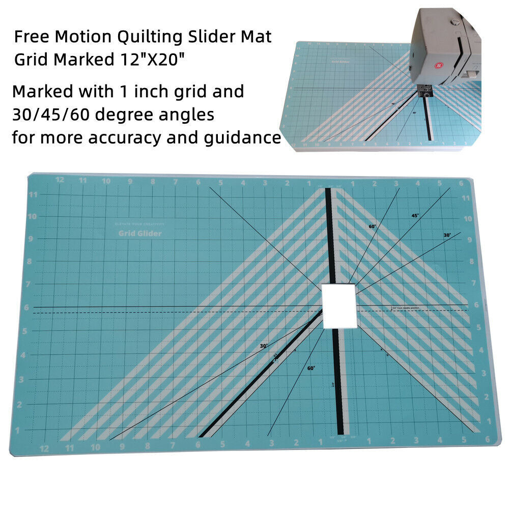 Free Motion Quilting Slider Mat Grid Glider for Quilting 12"X20"