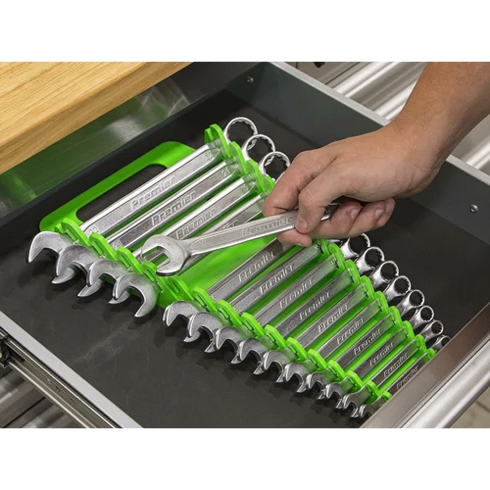 Spanner Rack Capacity 15 Spanners Hi-Vis Green Sealey