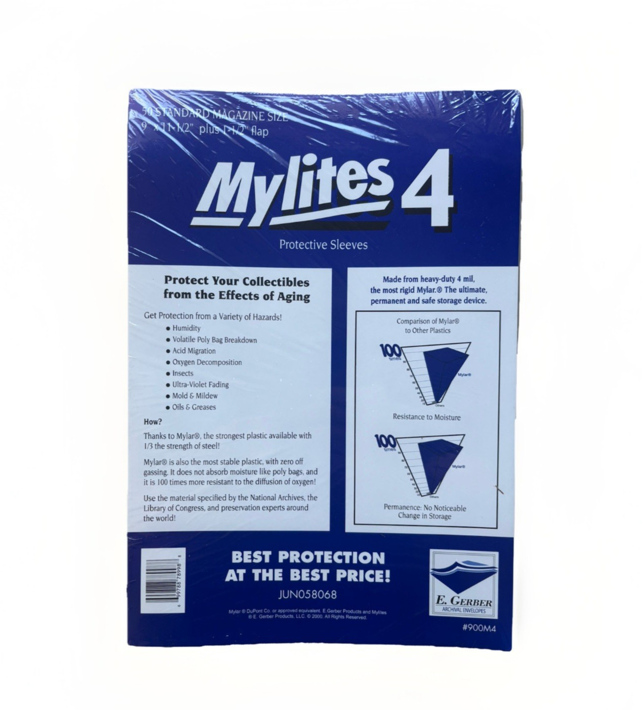 50 E. Gerber Mylites 4-Mil Mylar Magazine Sleeves 900M4 Acid-Free Archival Bags