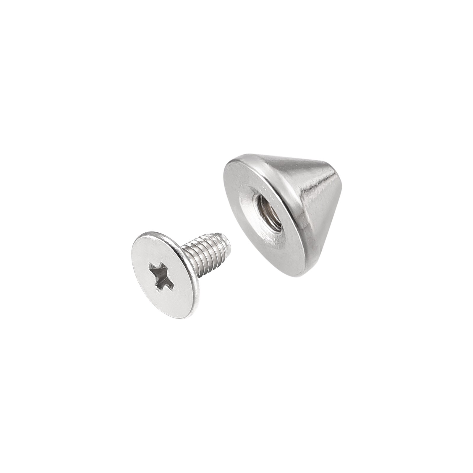 9x6mm Screw Back Rivets, 20 Set Solid Leather Studs Silver Tone