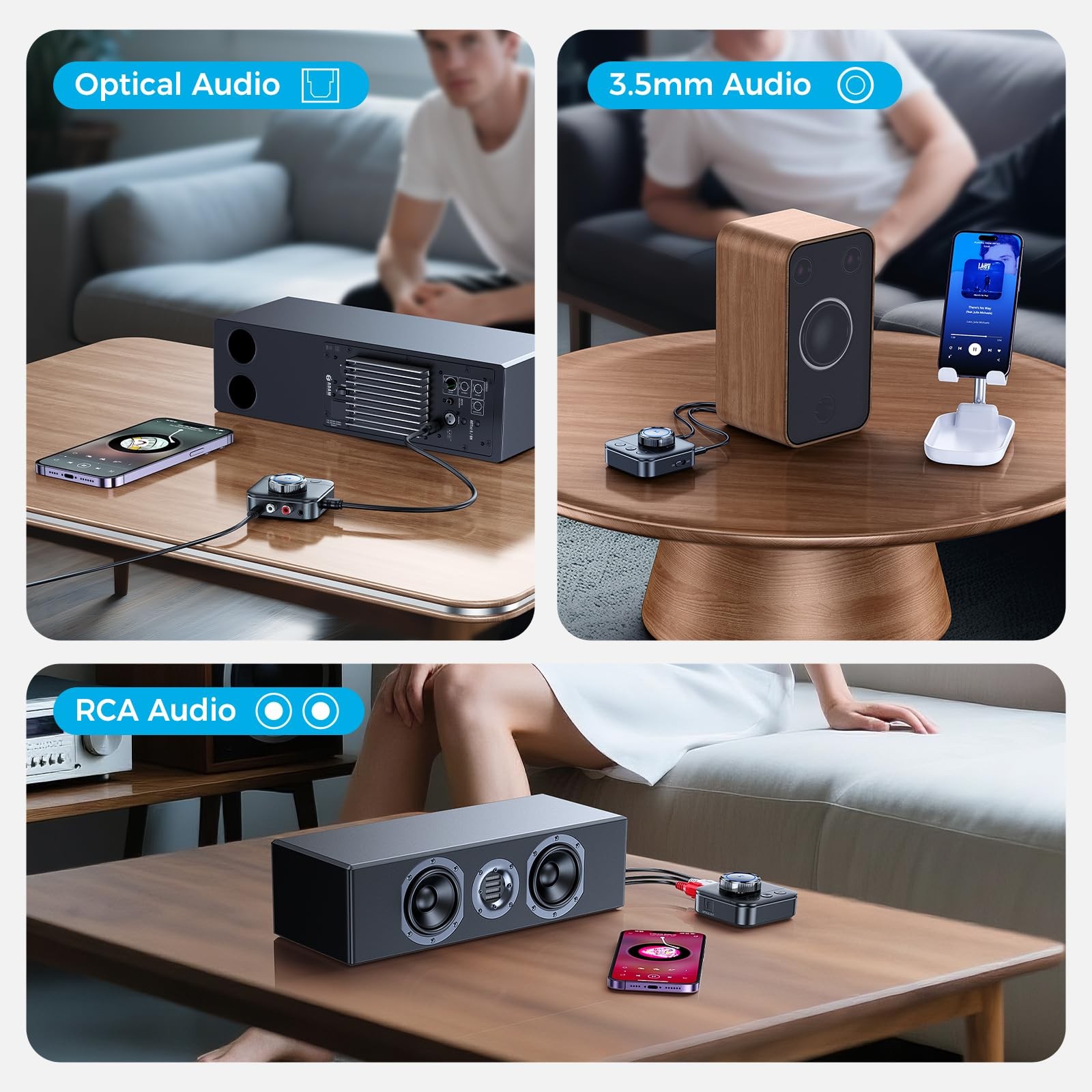 Bluetooth 5.3 Receiver for Home Stereo, RCA Bluetooth Adapter for 3D Surround...