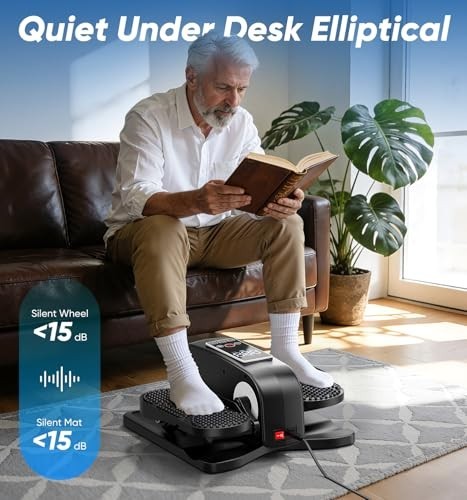 Under Desk Elliptical Machine Quiet Motorized Leg Exerciser with Smart Remote