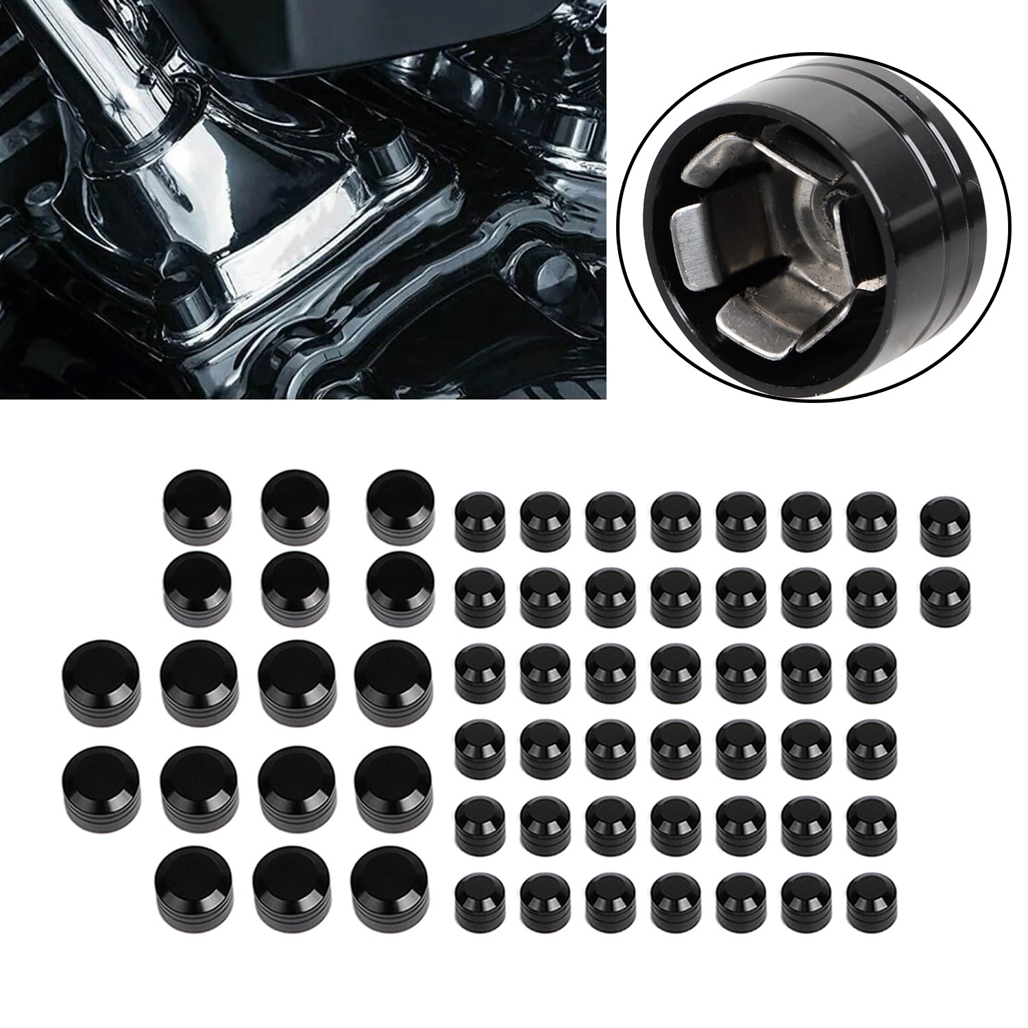 61pcs Black CNC Engine Bolt Covers For Harley Electra Glide EFI FLHTI FLHTC FLHT