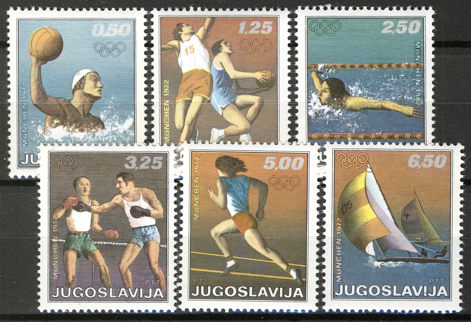 Yugoslavia 1972, Summer Olympic Games, Munich set MNH, Mi 1451-56