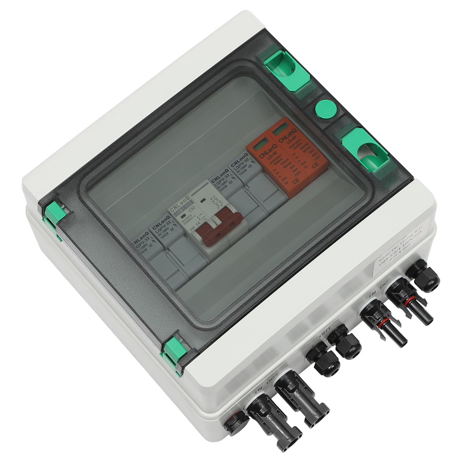 DC 500V / 1000V Solar PV Combiner Box 2 Strings Circuit Breaker For Solar Panel