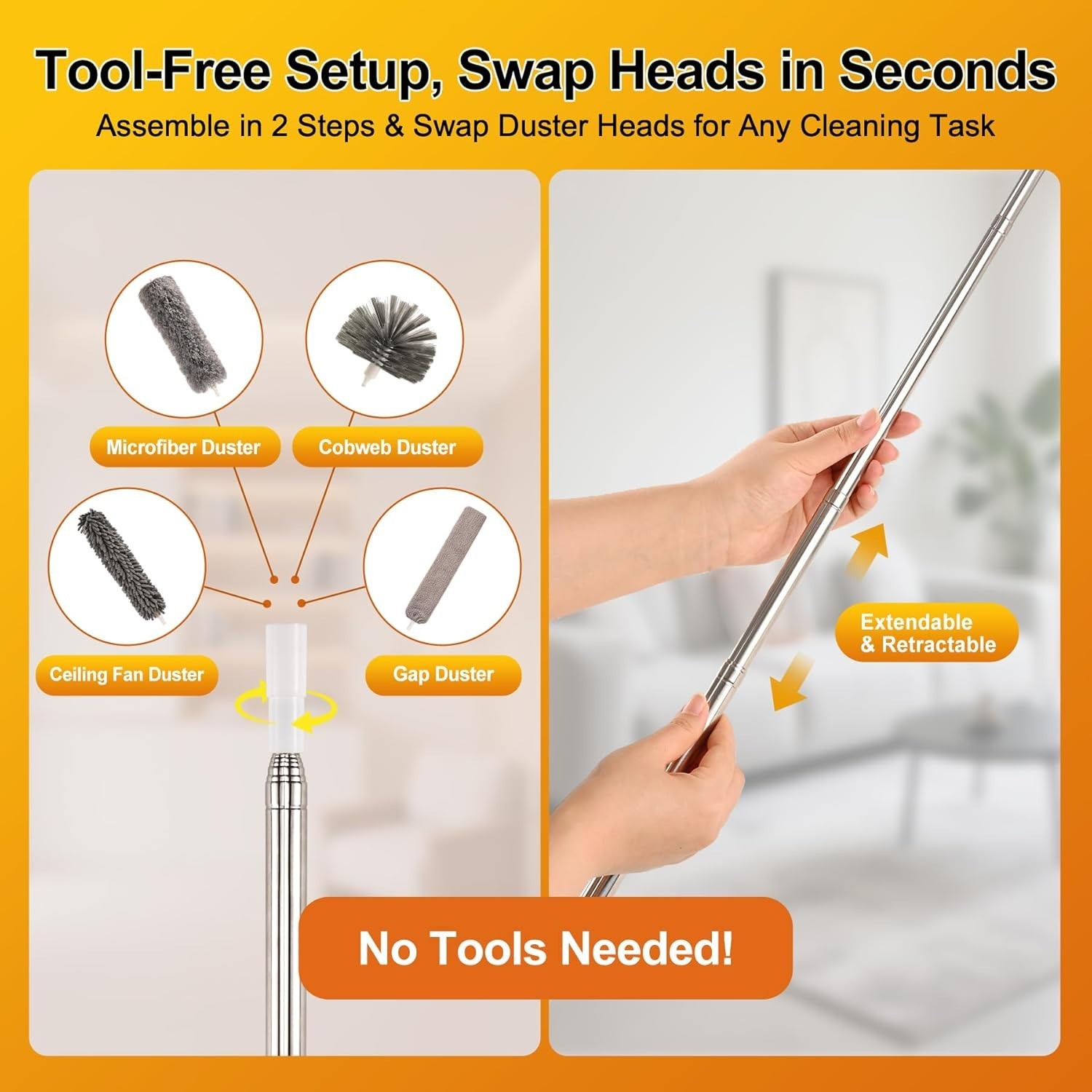Microfiber Duster Kit for High Ceilings – 100'' Extendable Convenience
