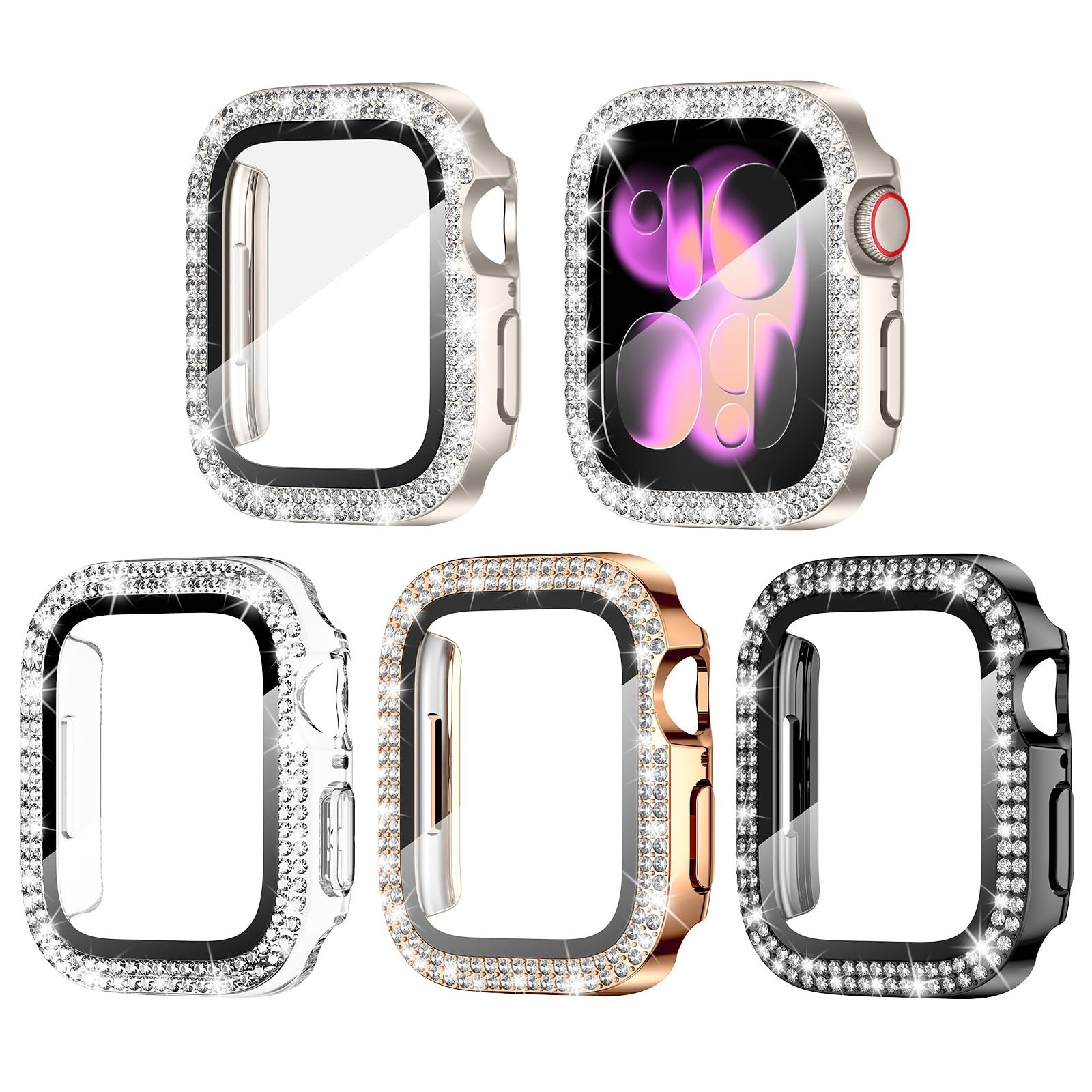 Goton 4-Pack Bling Case for Apple Watch Series 11/10 Screen Protector Case 46...