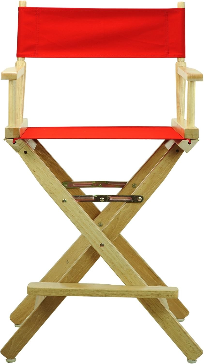 24" Director's Chair Natural Frame W/ Red Canvas Counter Height Beech Cotton
