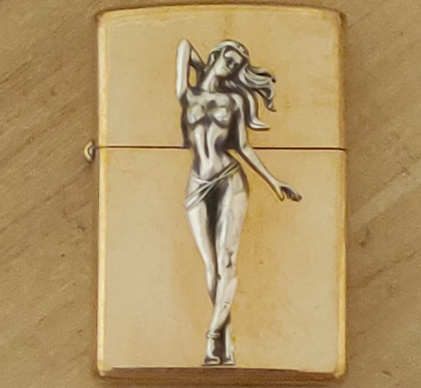 1 piece Lighter accessories Brass Sexy and charming girl Statue DIY sticker