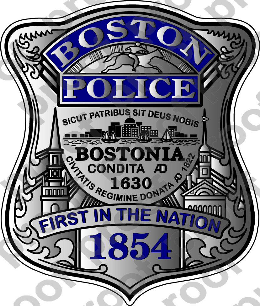 STICKER BOSTON POLICE BADGE NEW BLUE
