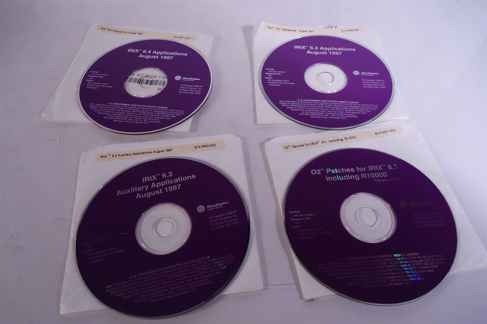 SGI Silicon Graphics IRIX 6.2 6.3 6.4 Applications CD's + O2 Patches
