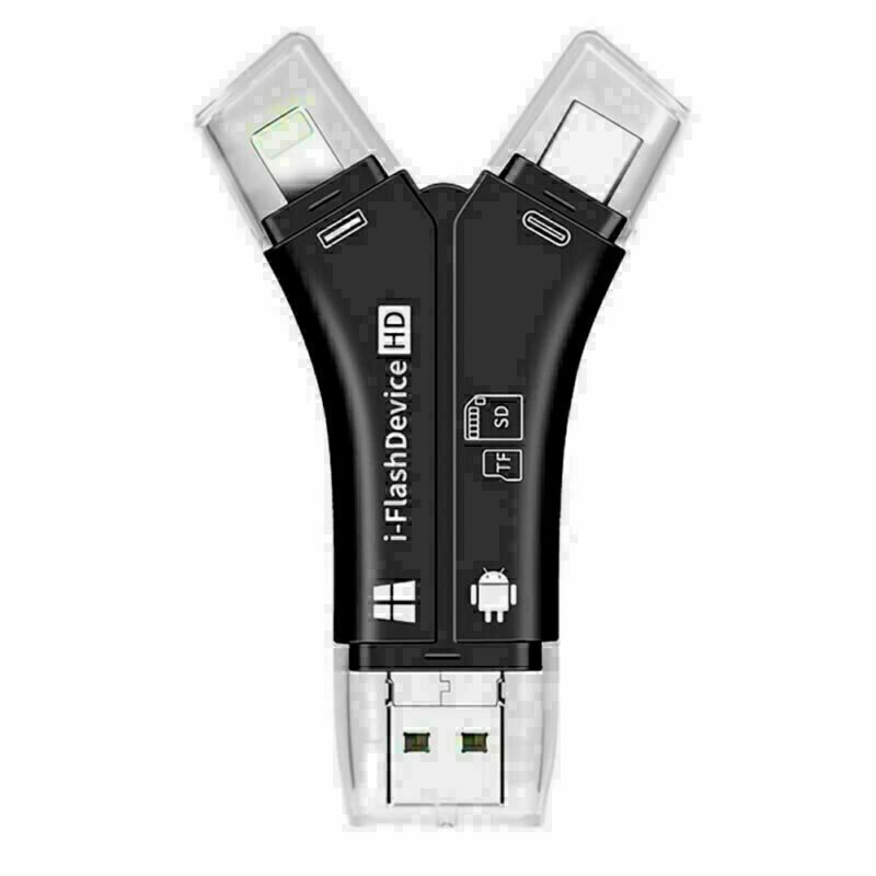 4 in 1 USB Micro SD TF Memory Card Reader Adapter For iPhone Android PC