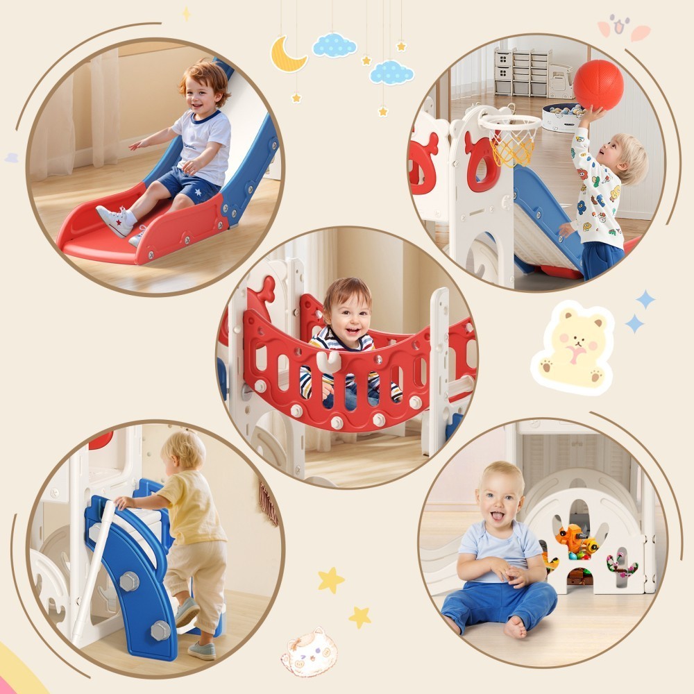 Kids Slide Climber Playset 8-in-1Toddler Large Slide Indoor & Outdoor Drawing