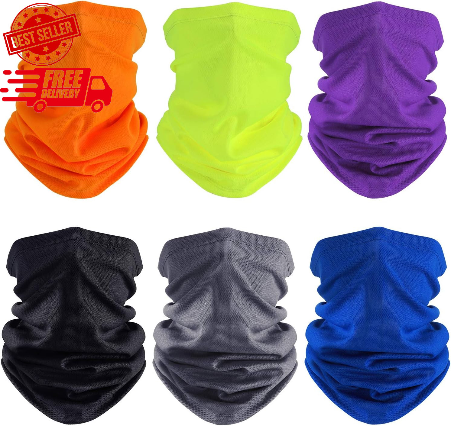 6 Pieces Summer UV Protection Cooling Neck Gaiter Face Clothing Neck Gaiter Mask