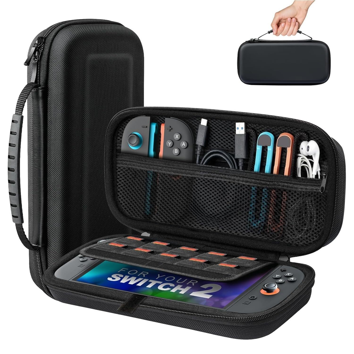 NBCP Carrying Storage Case for Switch 2 Hard Shell Messenger Bag W/10 Card Slots