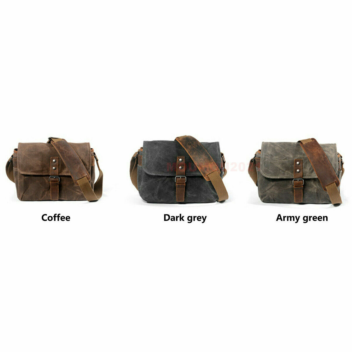 Vintage Waterproof Canvas Leather Trim DSLR SLR Shockproof Camera Messenger Bag