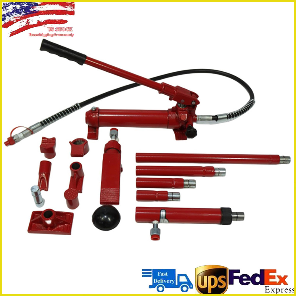 4 Ton Porta Power Hydraulic Jack Air Pump Lift Ram Auto Body Frame Repair Kit