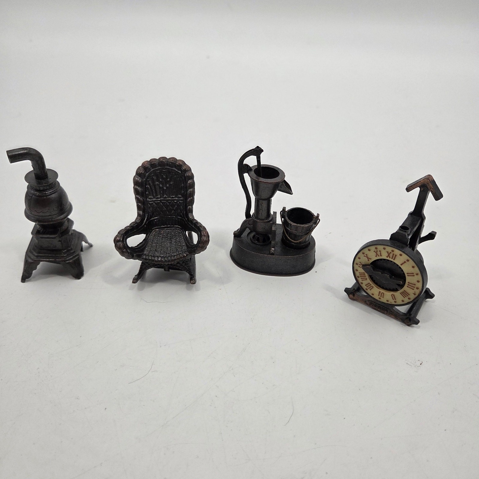 LOT 4 Vintage Pencil Sharpeners Miniature Die Cast Metal Copper Finish