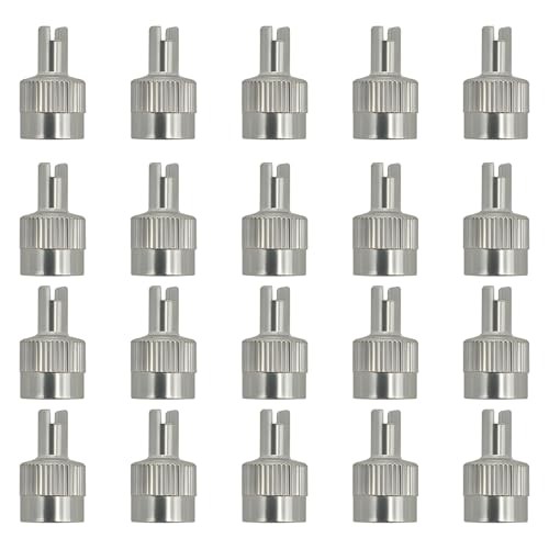 Tire Valve Stem Caps, Nickel-Plated Metal Tyre Dust Caps with Valve Core 20 PCS