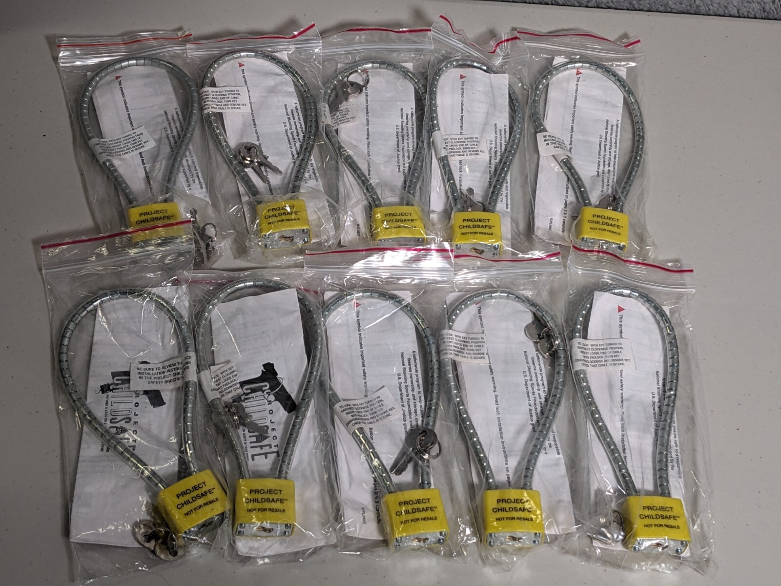 Lot of 9 Project Child Safe Cable Gun Lock with 2 Keys New in Original Package