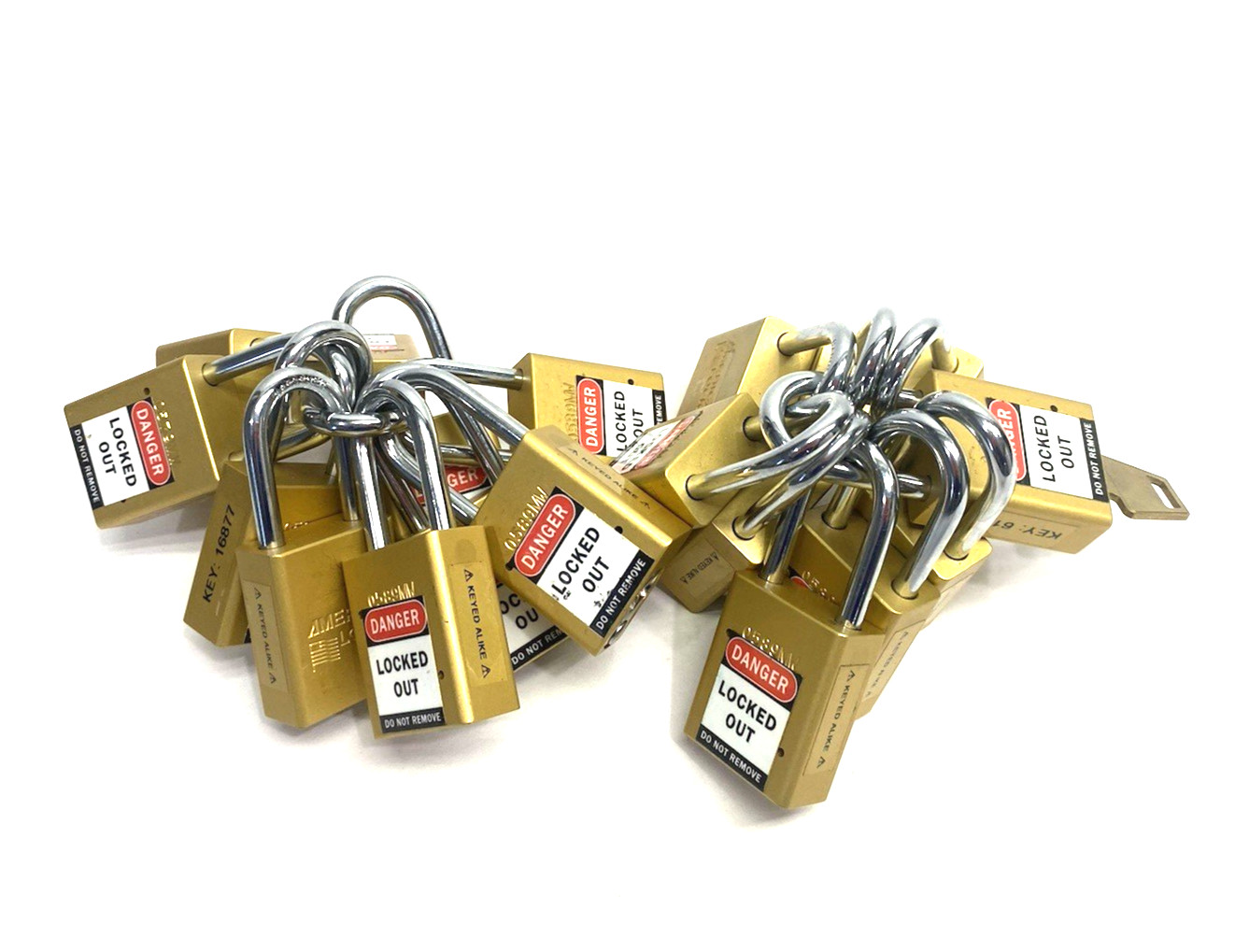 American Lock A6531KA Brass Safety Padlock, 38mm Wide, 1-1/2" Shackle LOT OF 19