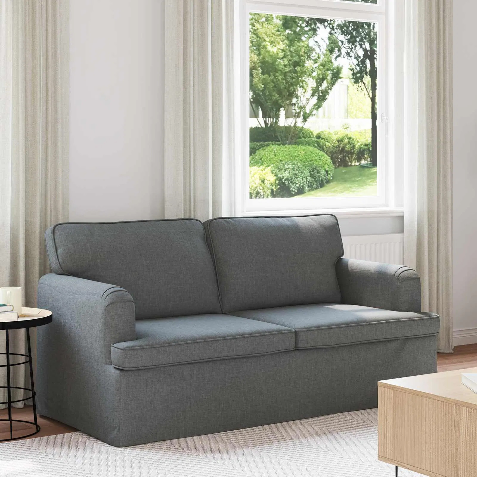 Sofa Dark Grey 63.78 x 31.50 x 33.46 in Fabric
