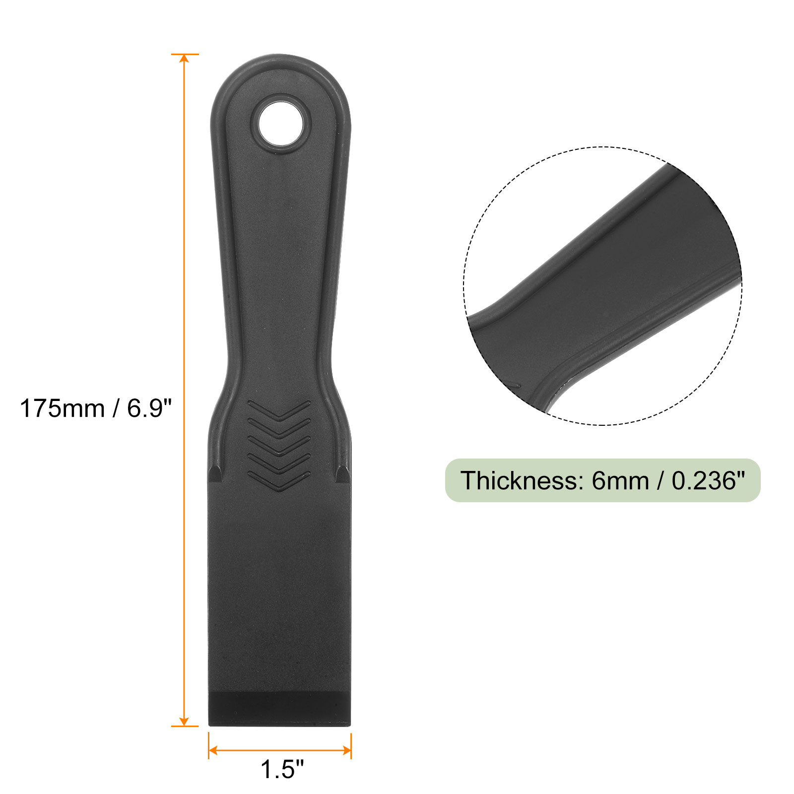10pcs Putty Scraper 1.5" Width 6mm Thin Flexible Plastic Putty Knife Black