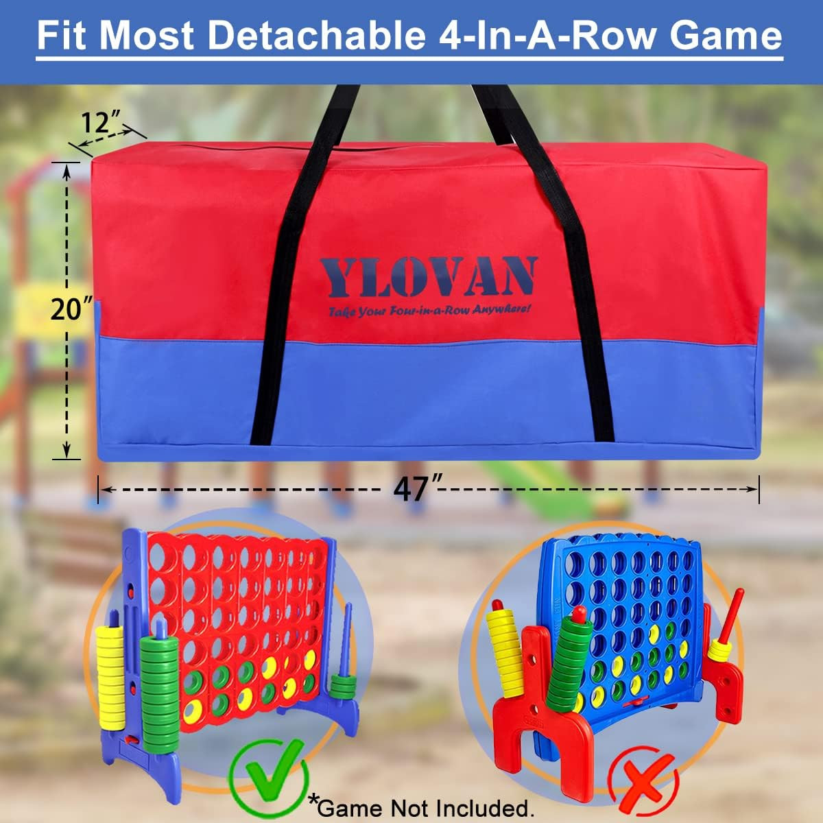 Giant Game Carry Storage Bag for Jumbo 4 in a Row, Large Sturdy Carrying Bag Eas