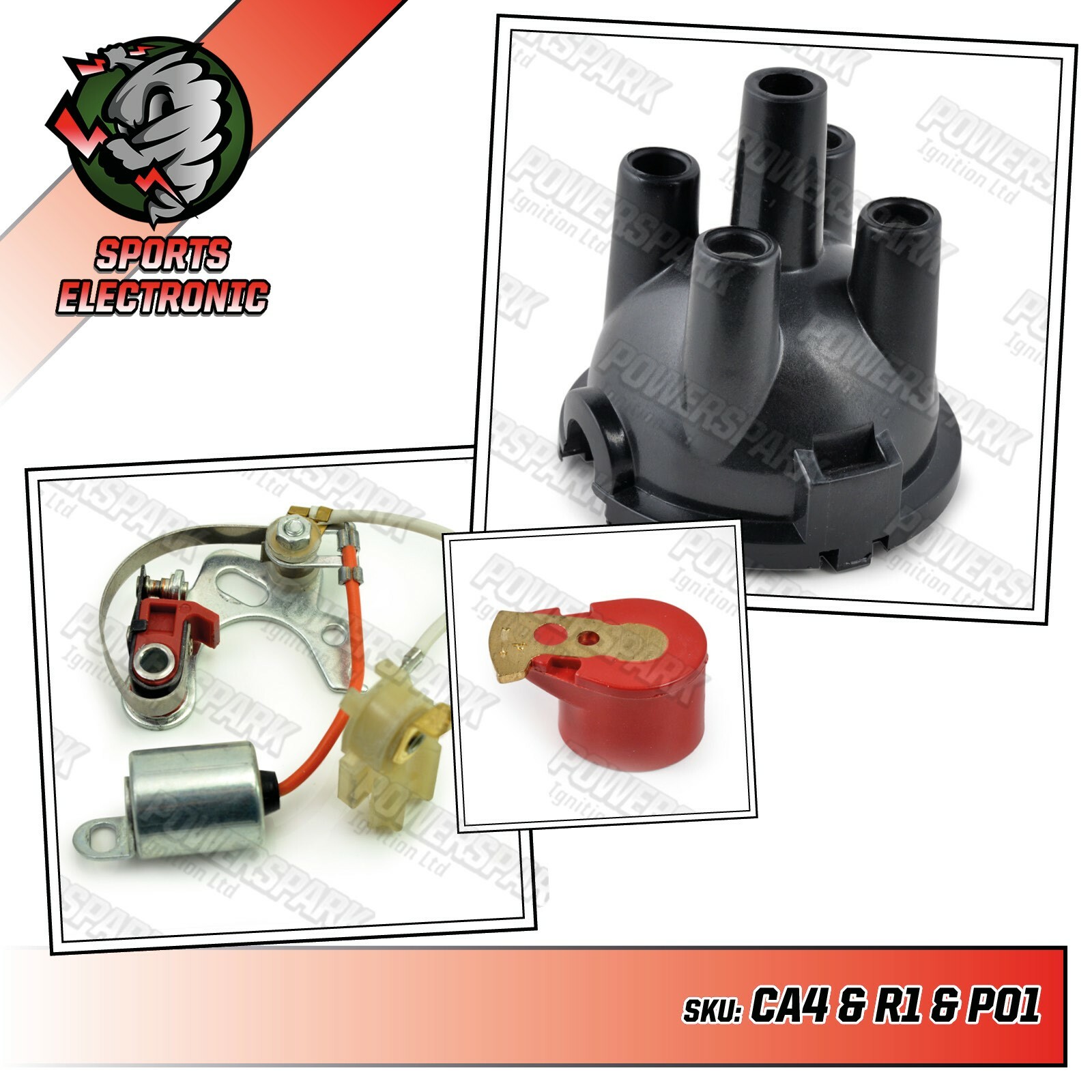 MGB and Midget Ignition Tune Up Kit Distributor Cap Points and Red Rotor Arm