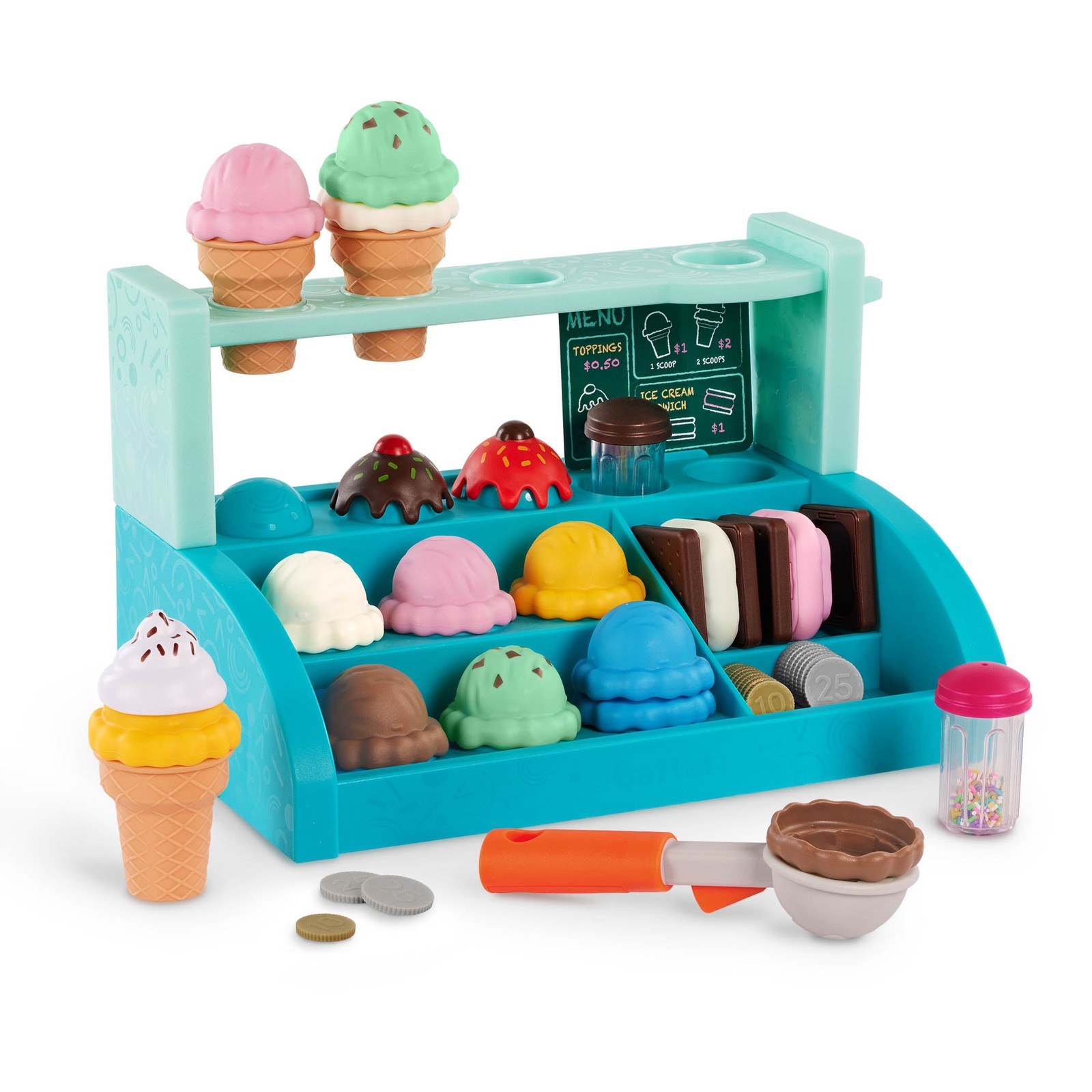 Battat Sweet Sprinkles Ice Cream Plastic Set with 40+ Multicolor Pieces, Toddler