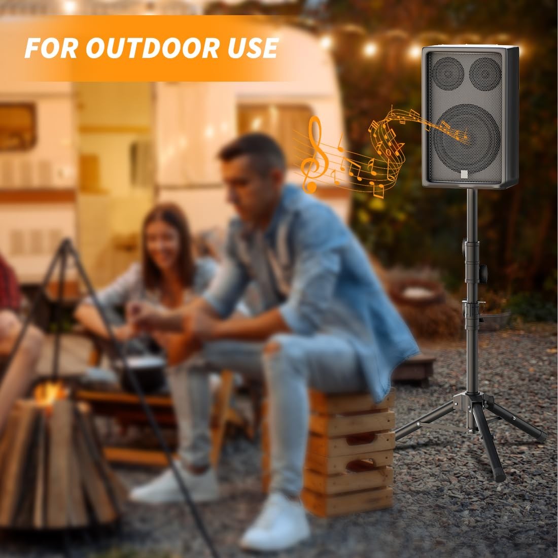 Small Speaker Stands 2 Pack, 24-50 Inch Height Adjustable Pack 2, Black