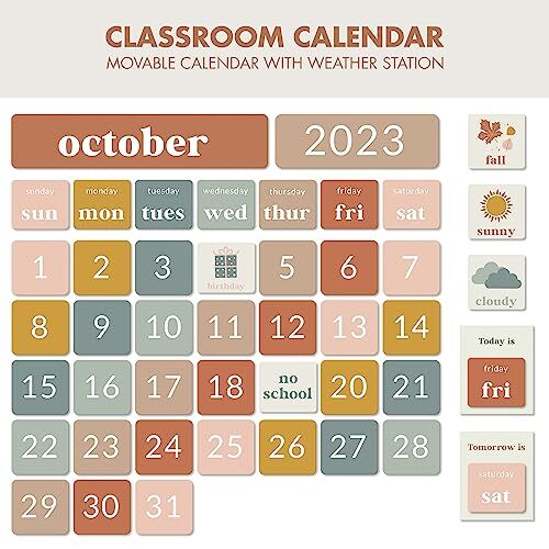 Classroom Calendar Pocket Chart with Educational Cards