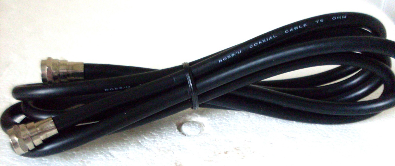 RG59 Coaxial Cable 6ft – F-Type Connectors, Shielded, Black – New