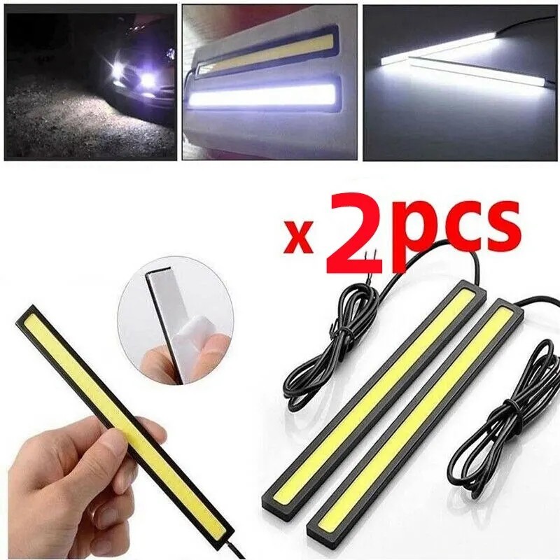 2X 12V LED STRIP DRL DAYTIME RUNNING LIGHTS FOG COB CAR LAMP DAY DRIVING KITS UK