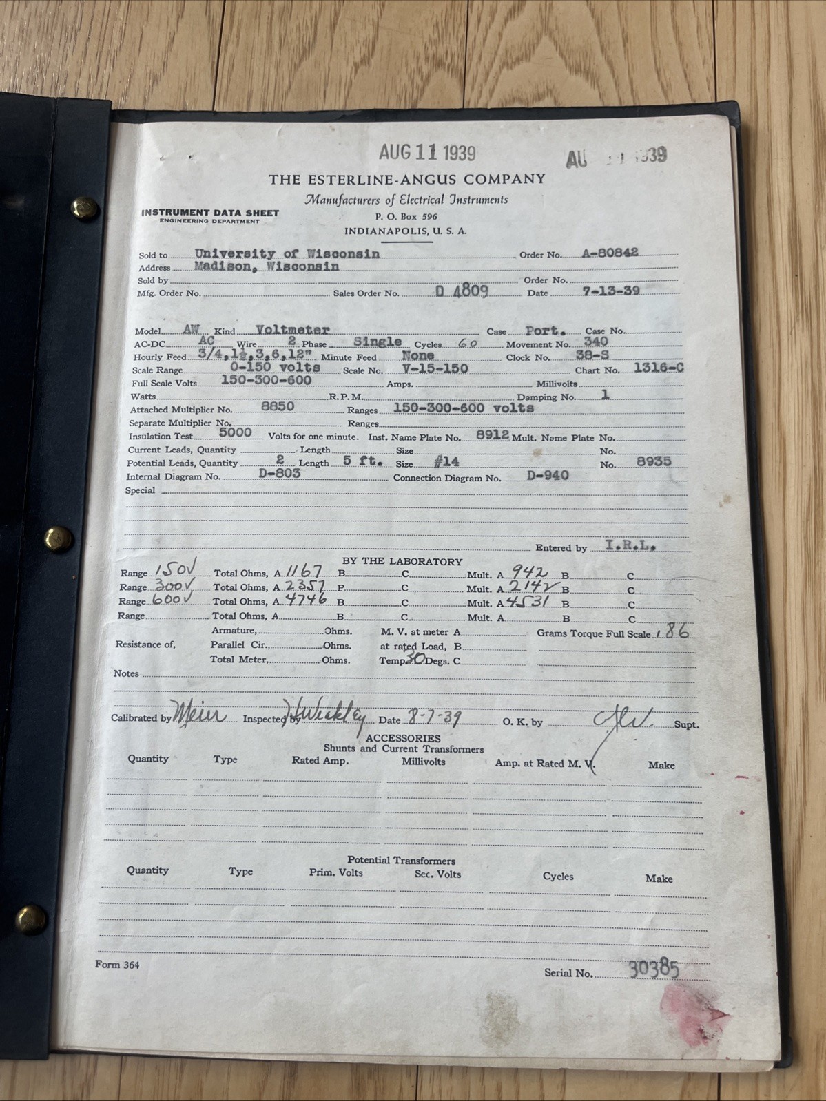 1939 Esterline-angus Model A. W. Graphics Instruments 30385 Graphic Meters