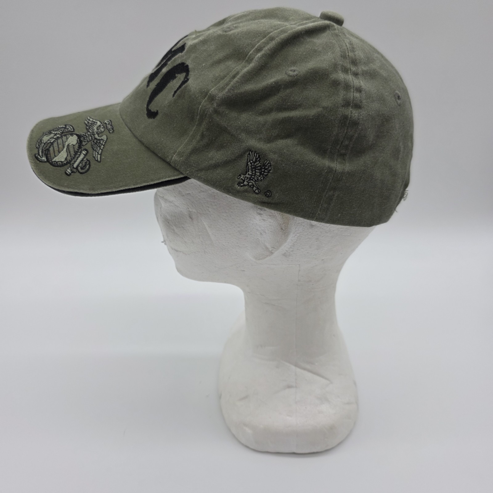 USMC Hat Olive Drab US Marine Corps Eagle Globe Strapback Cap