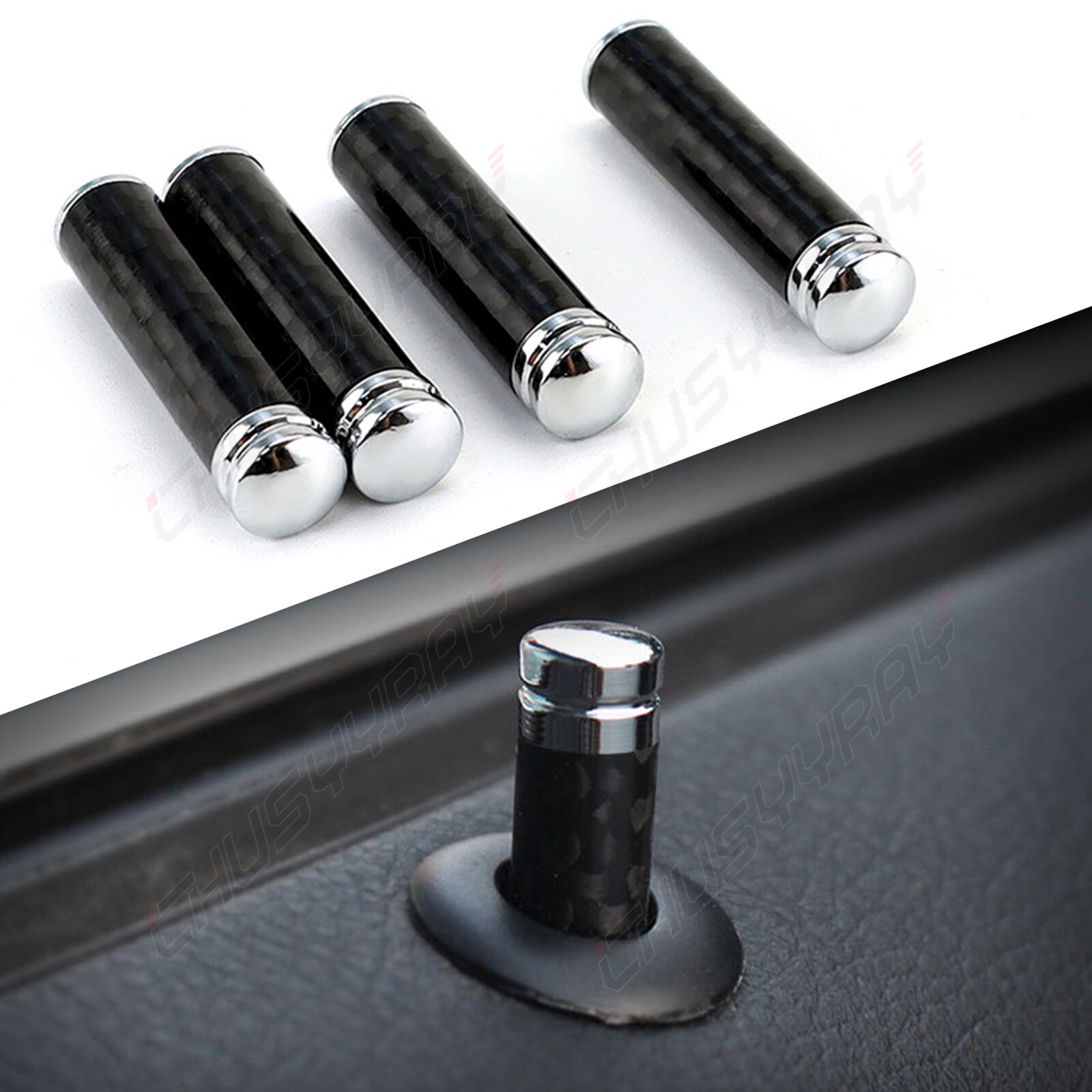 4pcs Universal Carbon Fibre Interior Door Lock Knob Pins For Car Truck SUV