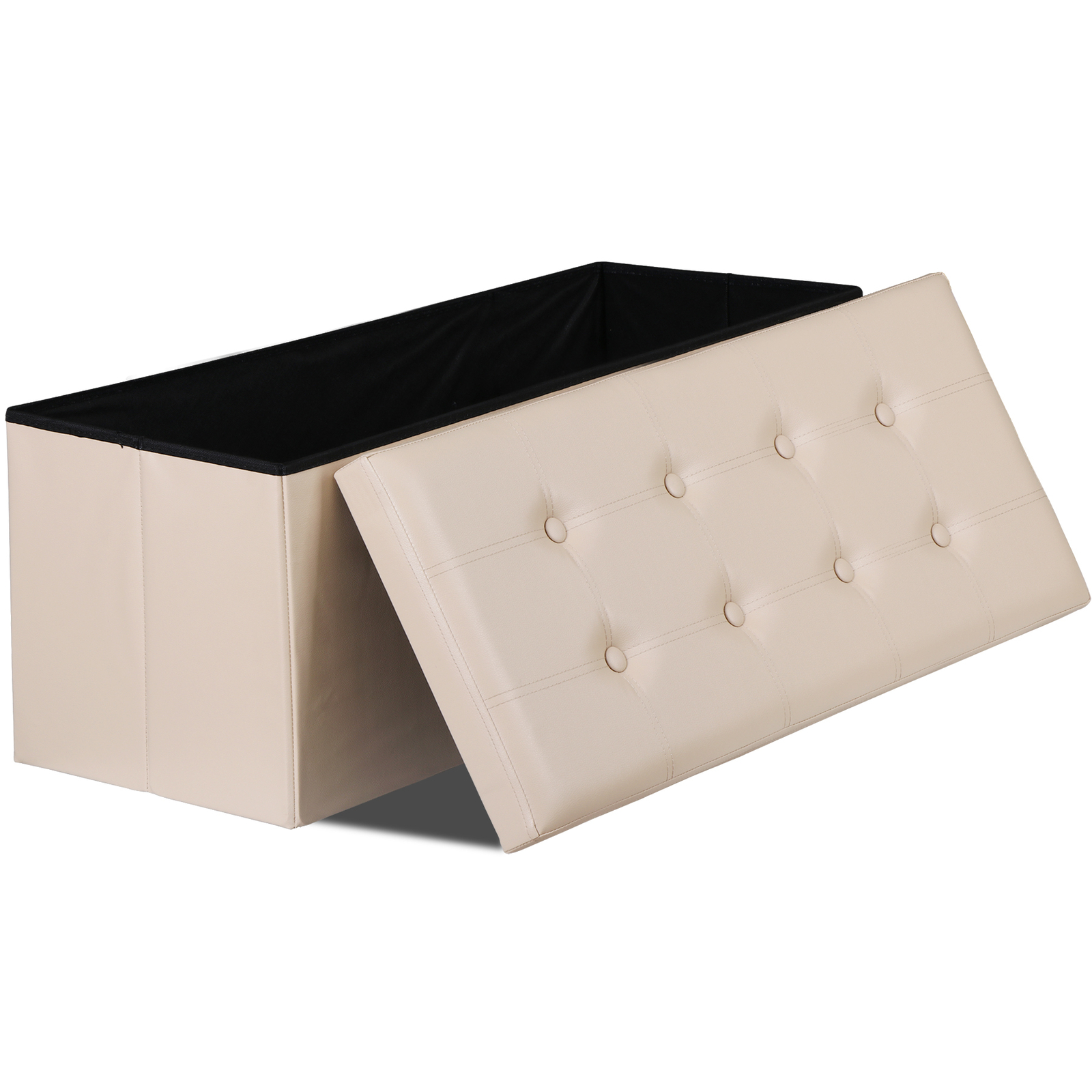 43" Folding Storage Ottoman Bench Fireproof Storage Chest Foot Rest Stool 660lbs