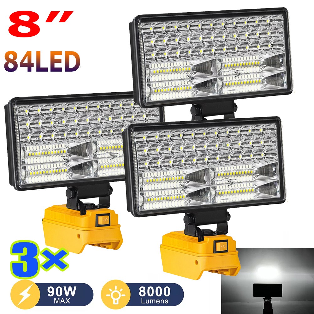 3×Cordless Led Work Light For Dewalt 20V Battery,Portable Flood Light Flashlight