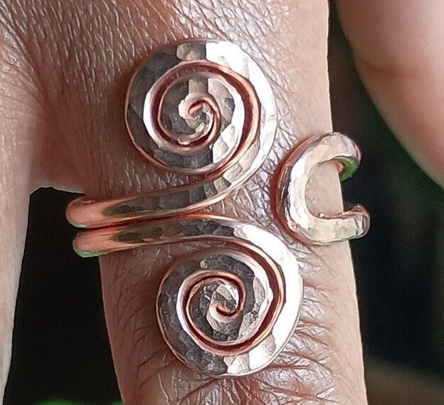Solid Copper Minimalist Healing Handmade Unisex Ring, Splint Ring Adjustable