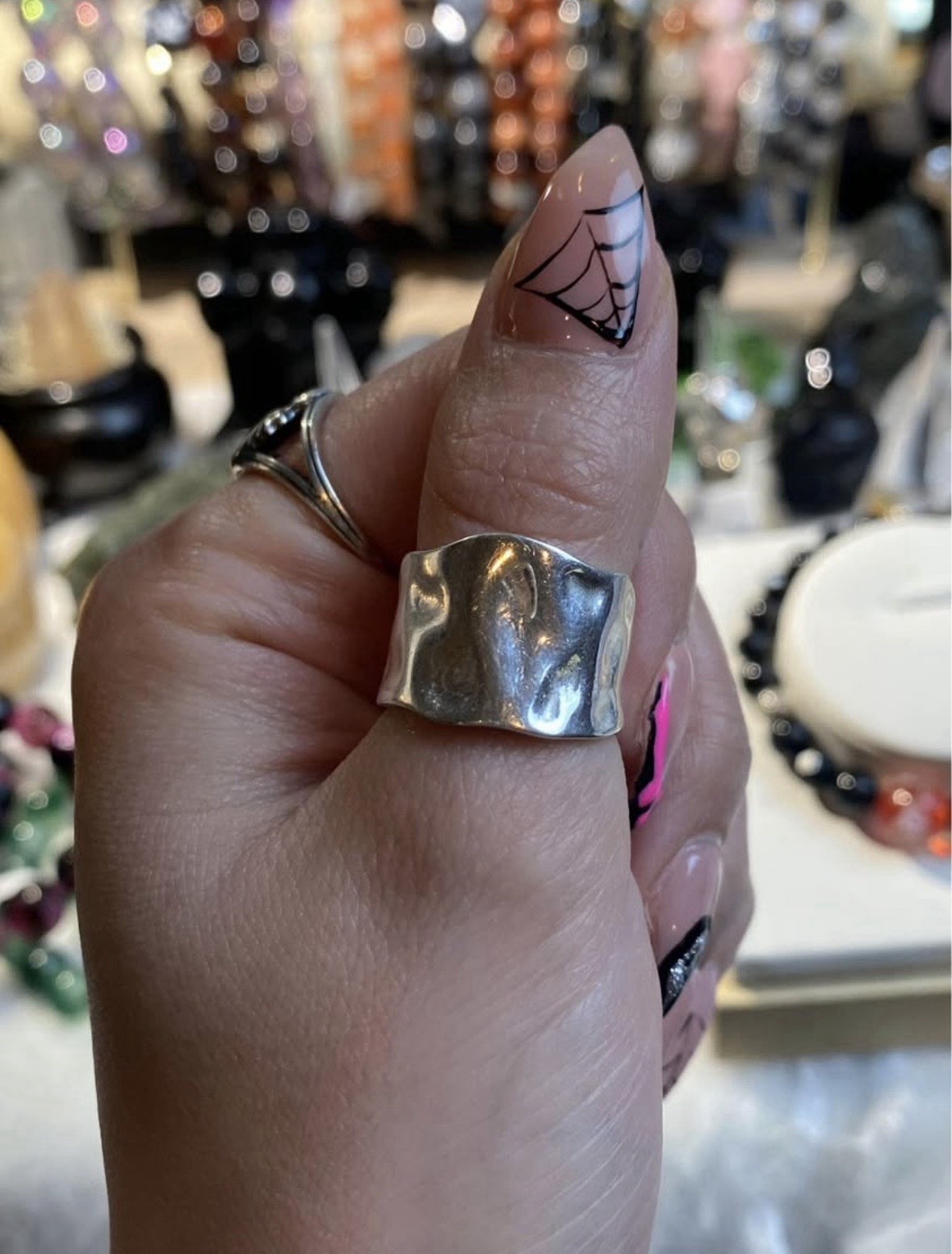 Sterling Silver Hammered Silver Adjustable Ring