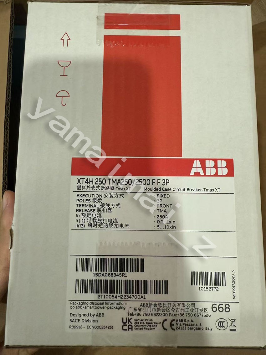 New ABB XT4H250 SACE Tmax 3 Pole Molded Circuit Breaker 250 Amp 600 Volt